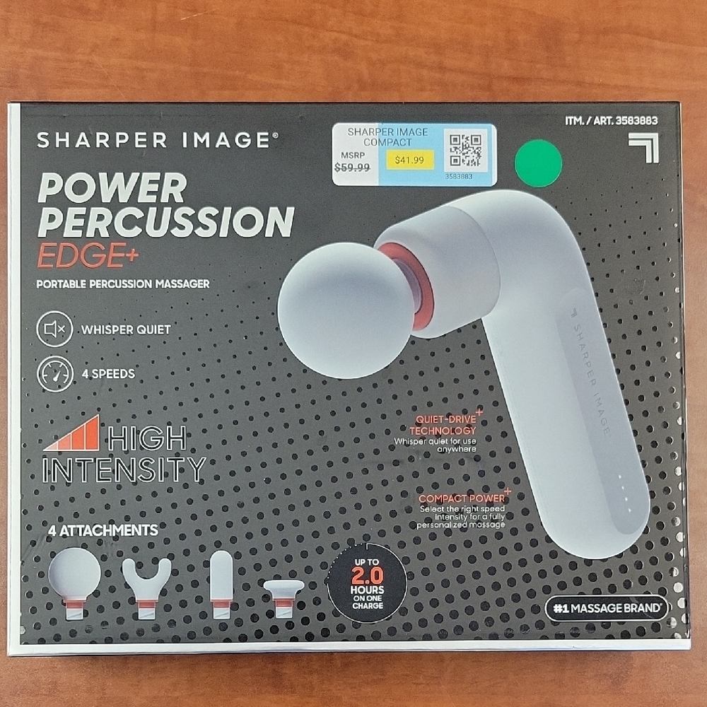 Sharper Image White & Red Power Percussion EDGE+ Handheld Massager